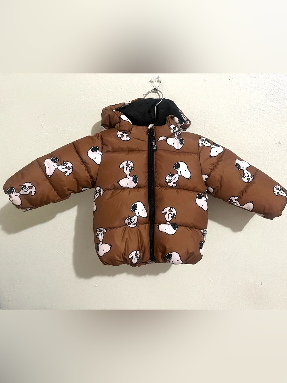 H&M Brown Snoopy-Print Puffer Jacket for Kids